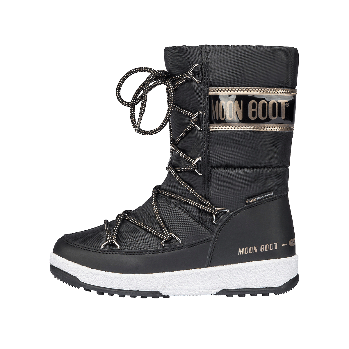 MOON BOOT JR G.QUILTED WP BLACK/COPPER