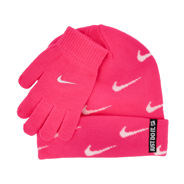 Swoosh repeat beanie set