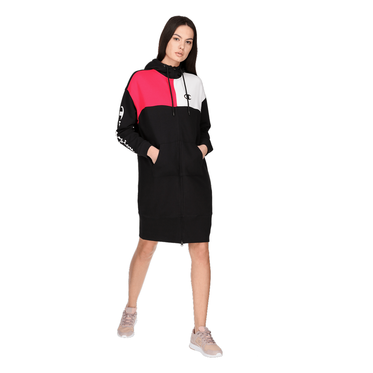 LADY COLOR BLOCK MAXI FULL ZIP HOODY Block
