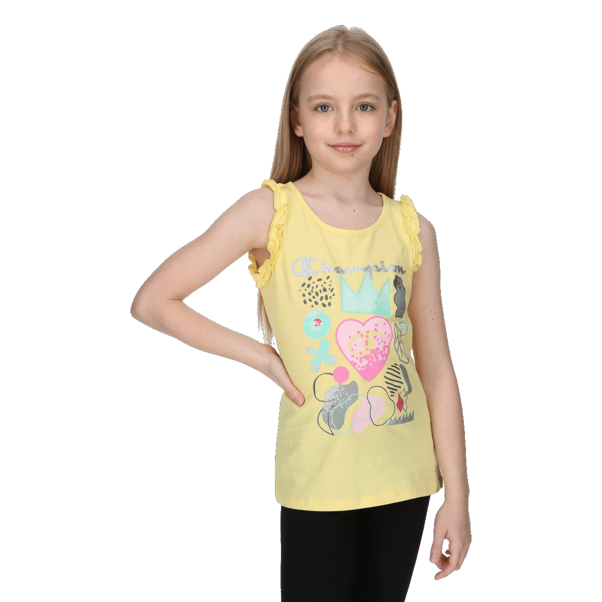 GIRLS FLOWER SLEEVELESS T-SHIRT Champion imagine noua