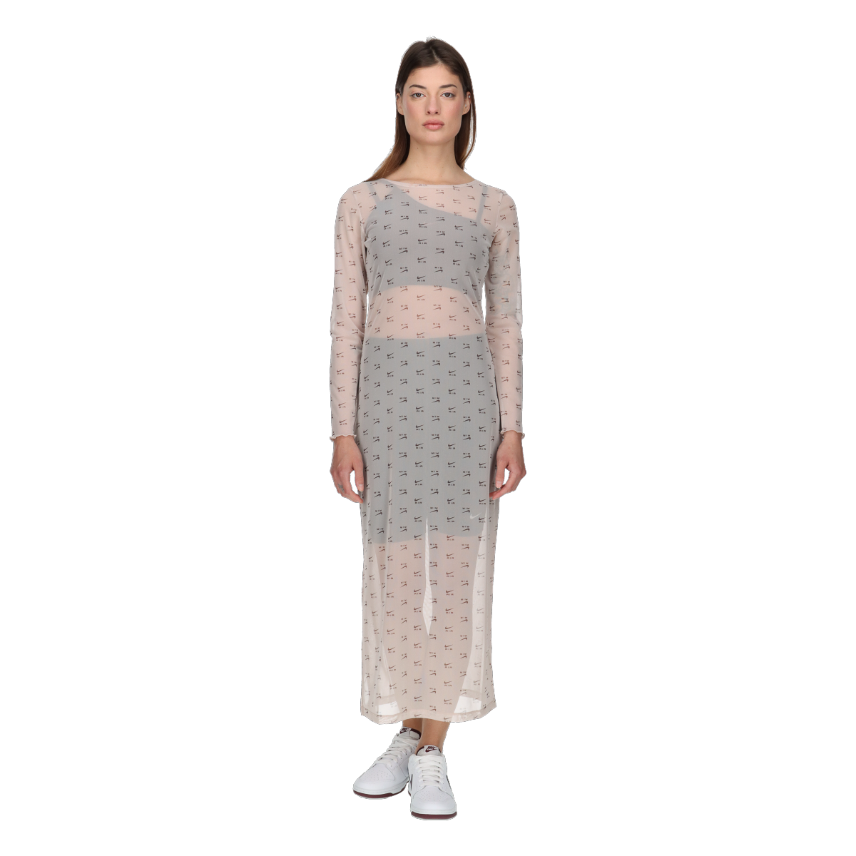 W NSW AIR AOP MESH LS DRESS