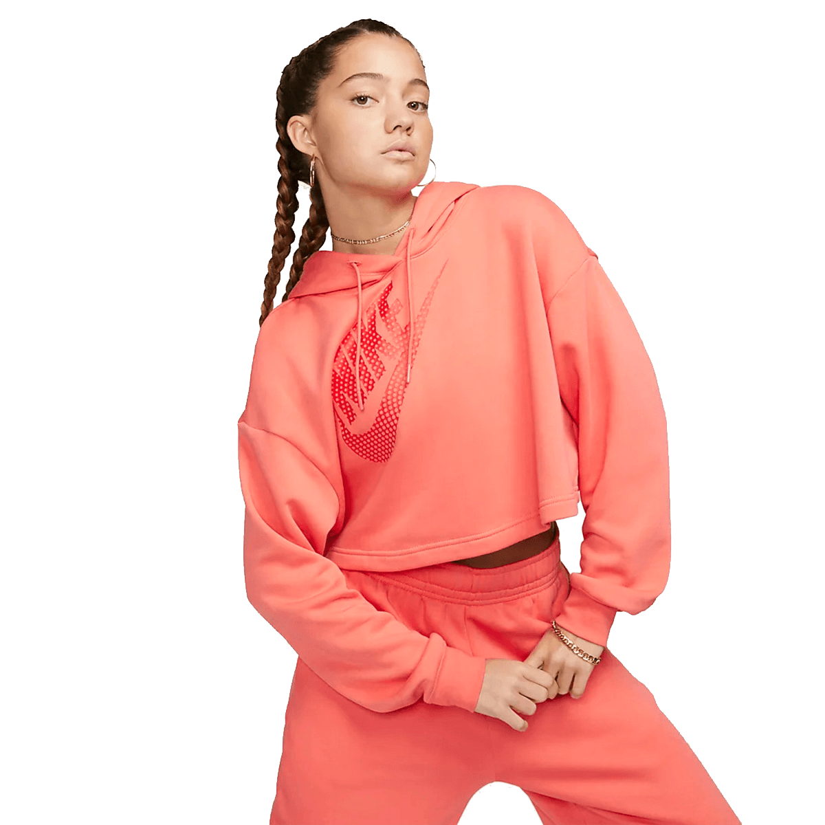 W NSW FLC PO HOODIE CROP DNC CROP imagine noua