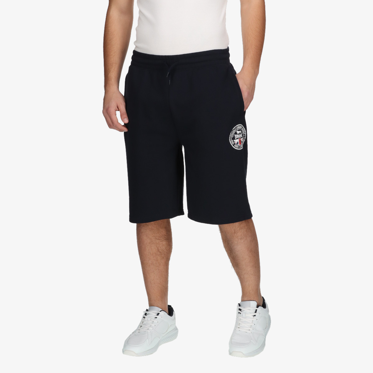 Pantaloncini Uomo Lonsdale Knutton - Vita Alta In Cotone 100%, Nero E Taglio Regolare - Foto 2