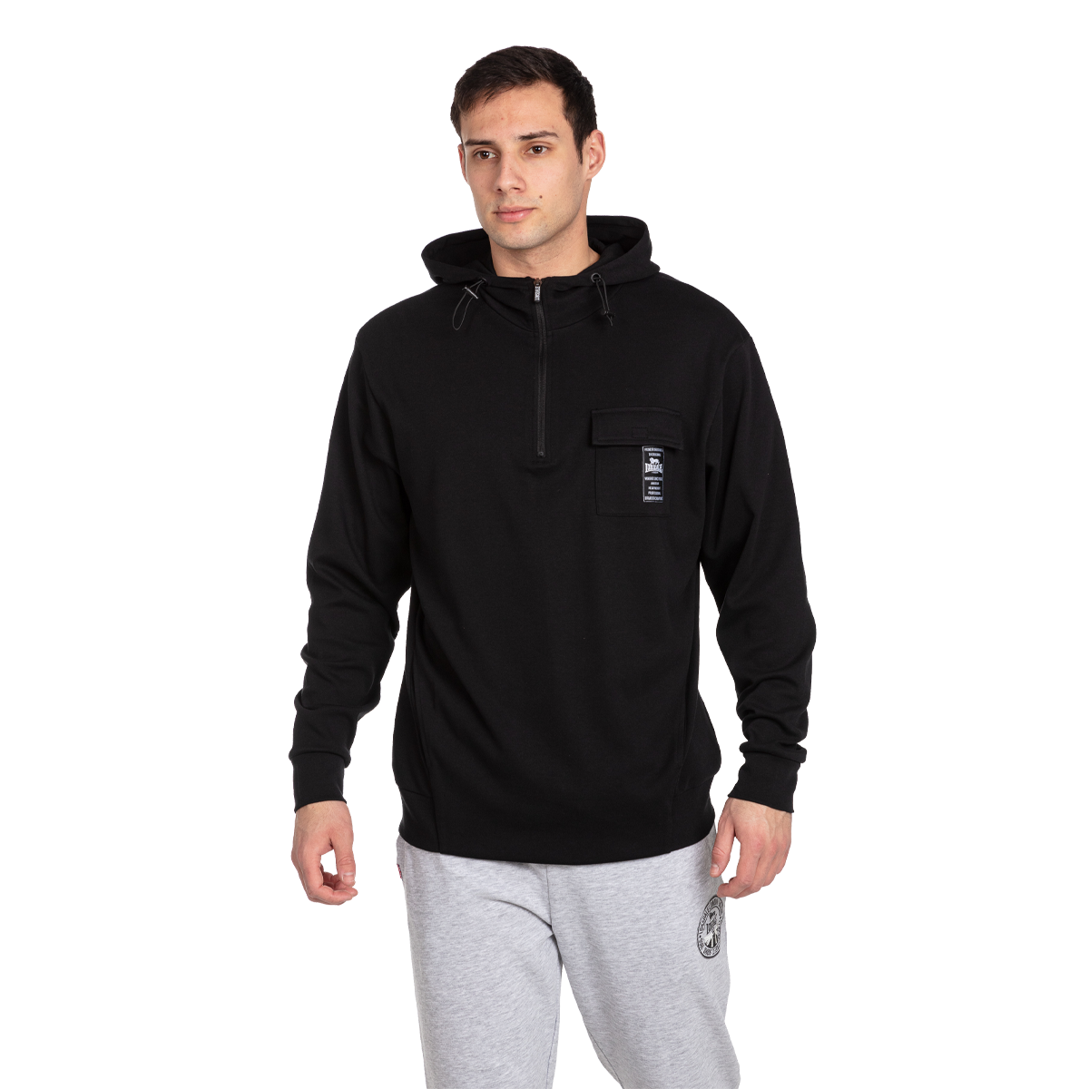 Black Col Half Zip Hoody Black