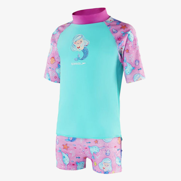 Speedo Costum baie (intreg) Short Sleeve Printed Rash Top Set 