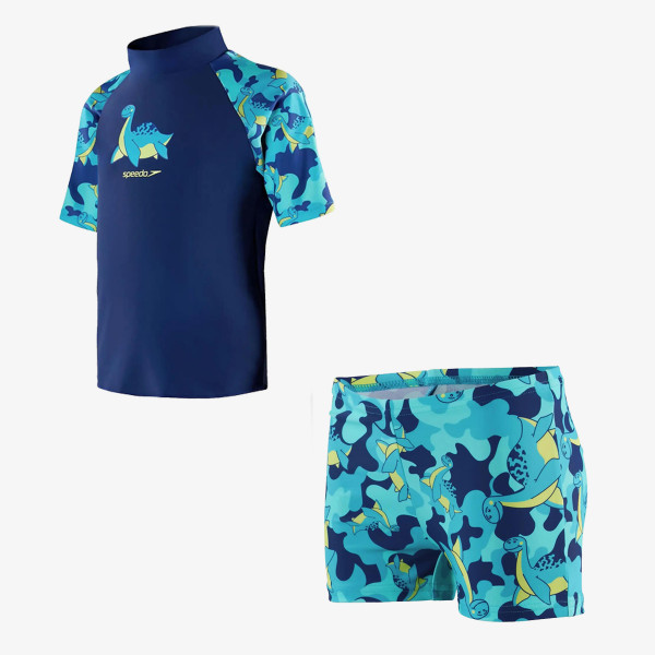 Speedo Set Short Sleeve Printed Rash Top Set 