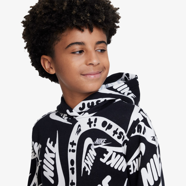 NIKE Hanorac Sportswear Club Fleece Older Kids' Printed Pullover Hoodie 