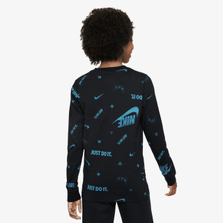 NIKE Tricou maneca lunga K NSW LS TEE BRAND MARK AOP HO 