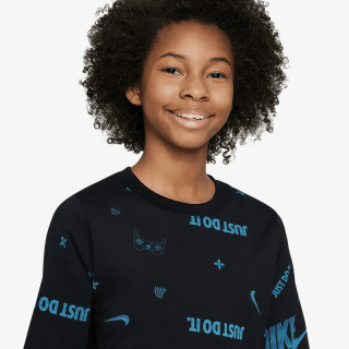 NIKE Tricou maneca lunga K NSW LS TEE BRAND MARK AOP HO 