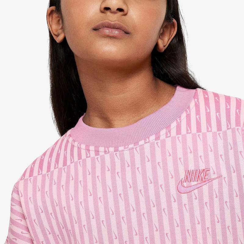 Nike Tricou maneca lunga G NSW CLUB FLC OVRSZD CRW AOP 