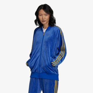 adidas Hanorac TRACK JACKET IN VELVET WITH EMBOSSED ADIDAS ORIGINALS MONOGRAM AND GOLD STRIPES<br /> 