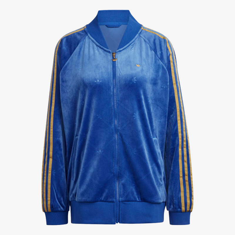 adidas Hanorac TRACK JACKET IN VELVET WITH EMBOSSED ADIDAS ORIGINALS MONOGRAM AND GOLD STRIPES<br /> 