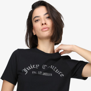 Juicy Couture Tricou BLACK ARCHED DIAMANTE GIRLFRIEND TEE 
