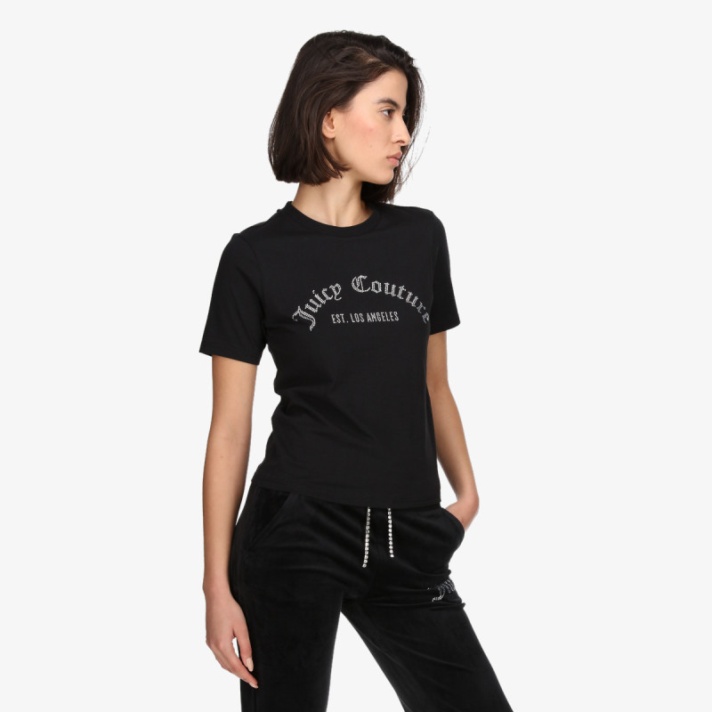 Juicy Couture Tricou BLACK ARCHED DIAMANTE GIRLFRIEND TEE 