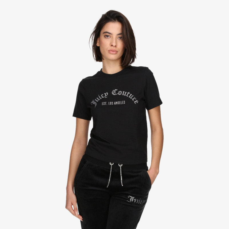 Juicy Couture Tricou BLACK ARCHED DIAMANTE GIRLFRIEND TEE 