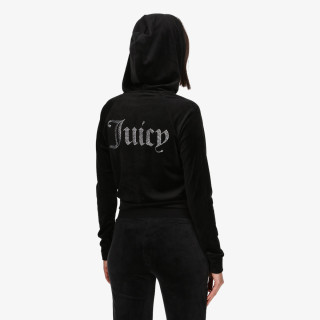 Juicy Couture Hanorac BLACK DIAMANTE VELOUR ZIP-THROUGH HOODIE 