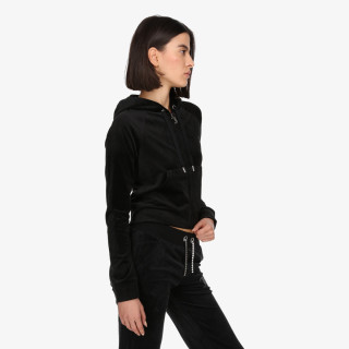 Juicy Couture Hanorac BLACK DIAMANTE VELOUR ZIP-THROUGH HOODIE 