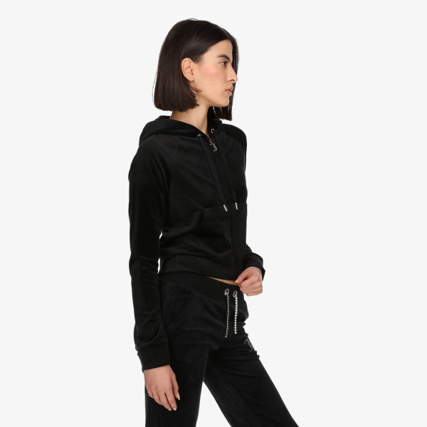 Juicy Couture Hanorac BLACK DIAMANTE VELOUR ZIP-THROUGH HOODIE 