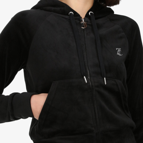 Juicy Couture Hanorac BLACK DIAMANTE VELOUR ZIP-THROUGH HOODIE 