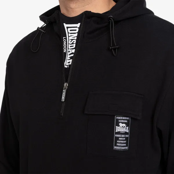 LONSDALE Hanorac Black Col Half Zip Hoody 